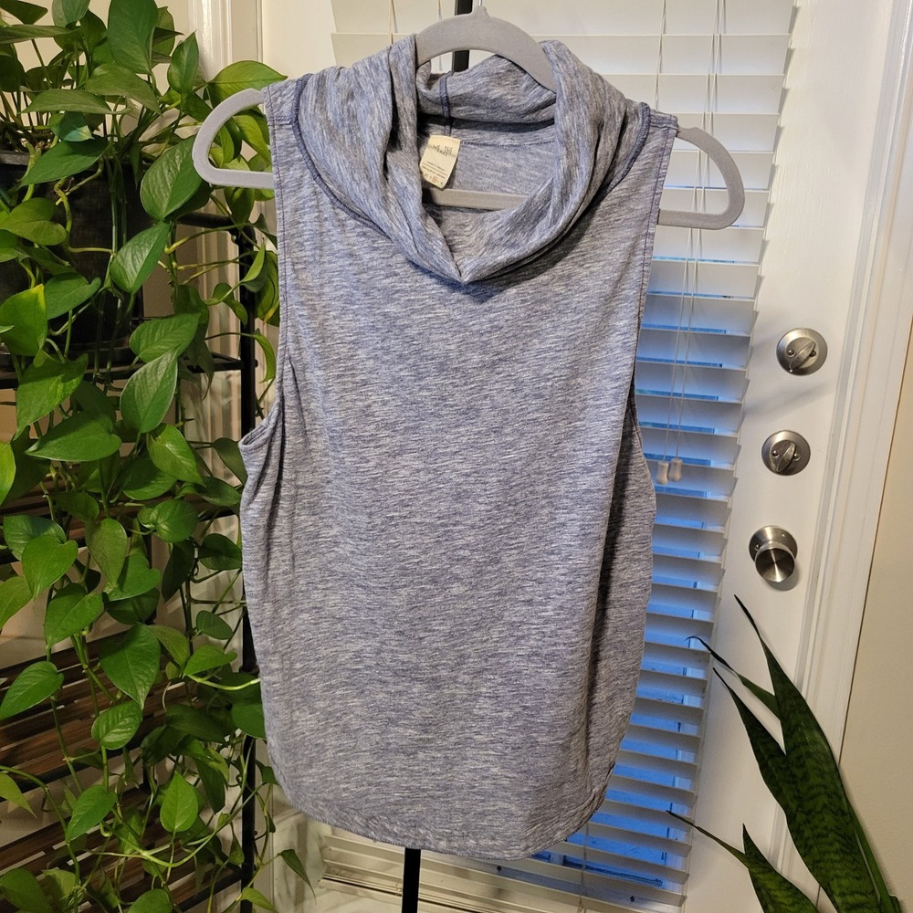 Free People We The Free Navy Space Dye Cowl Neck Sleeveless Top Medium NEW